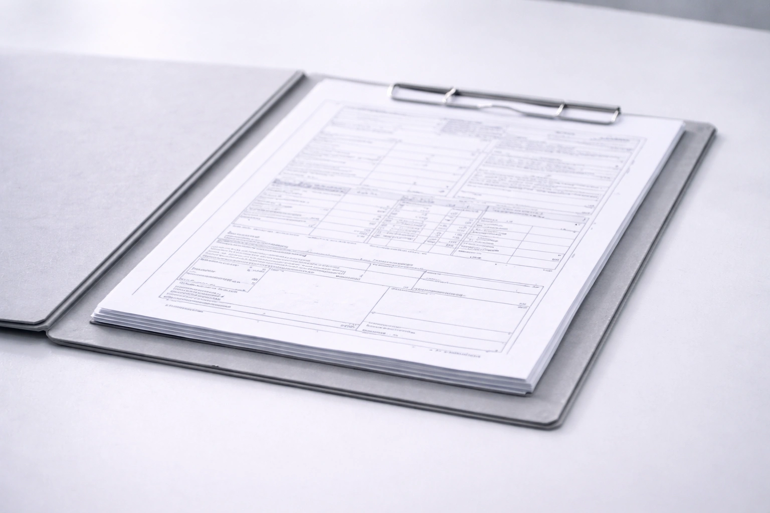 Quality certification documents in a clean folder on a desk