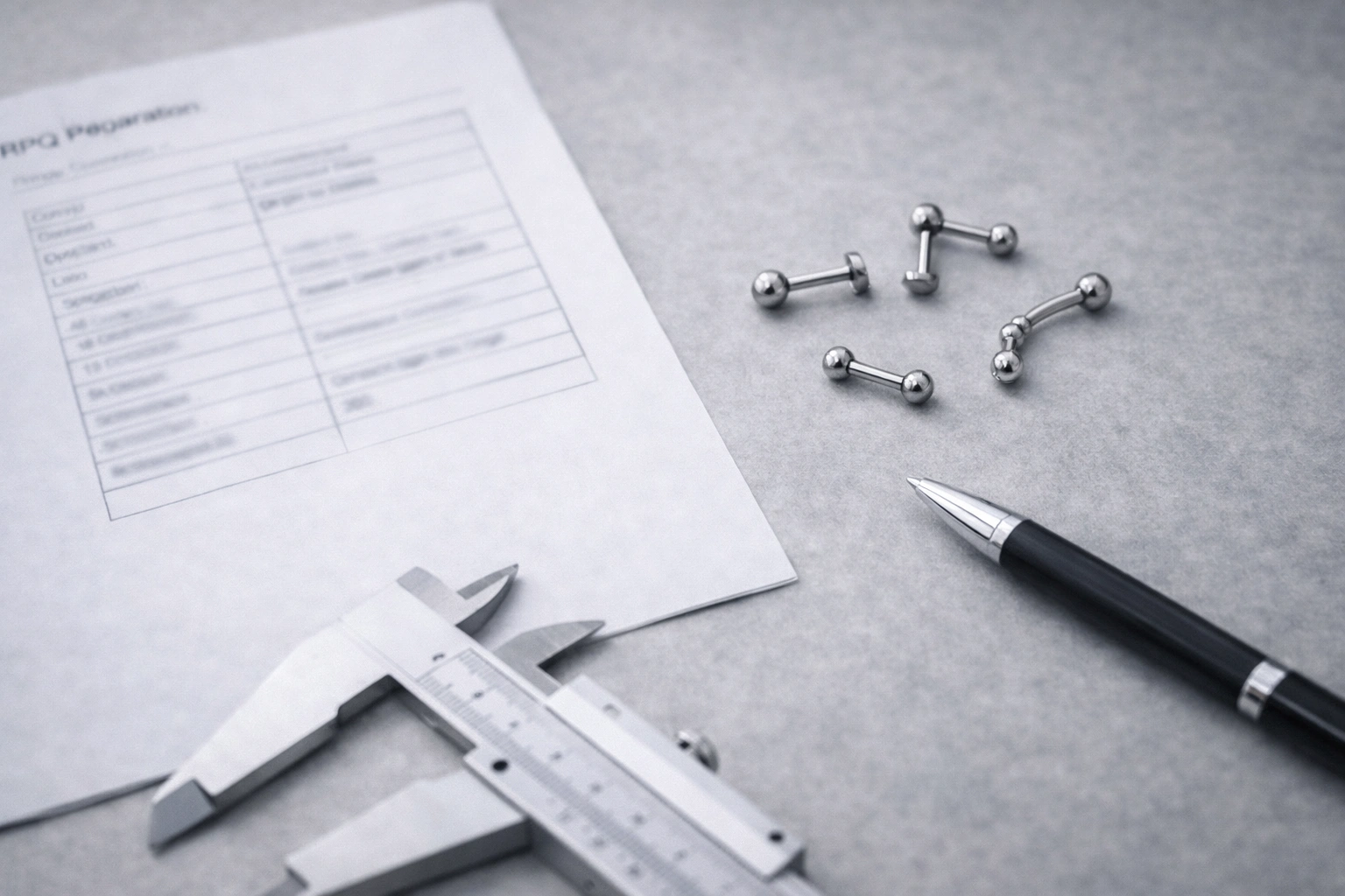 Quality inspection station with measurement tools and titanium component checks