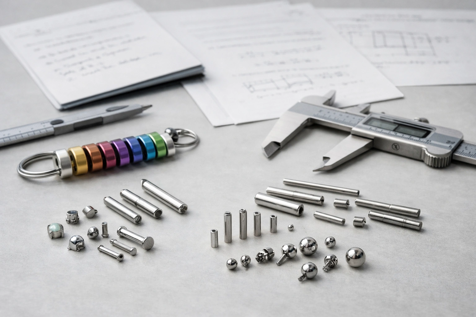 Customization options for titanium jewelry including threadless, internal thread, and anodized finishes