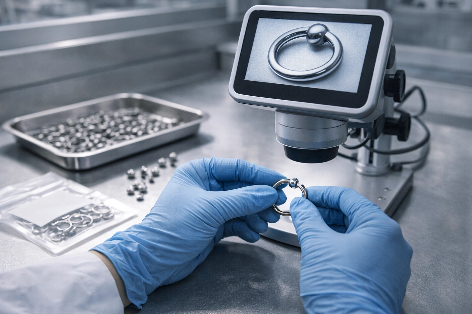 Quality inspection tools and records for titanium piercing jewelry OEM manufacturing